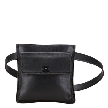 Chanel Coco Mark Waist Bag Belt 75/30 Black Lambskin