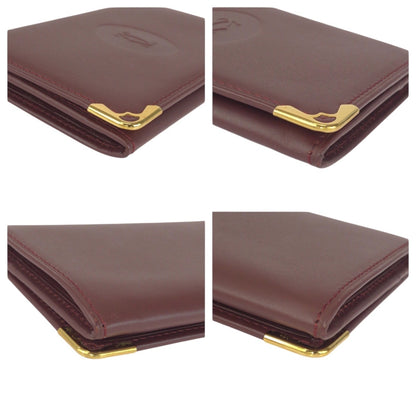Cartier Must Line Wine Red Bordeaux Gold Hardware Leather Card Case/Business Holder