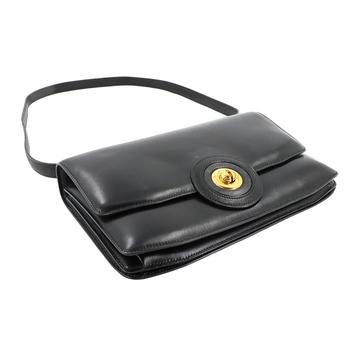 Hermes Herms Shoulder Bag In Box Calf Leather With A Black "G" Stamp And Gold Hardware