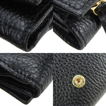 Gucci Tri-Fold Wallet 644407 Gg Marmont Leather Black Compact Accessory