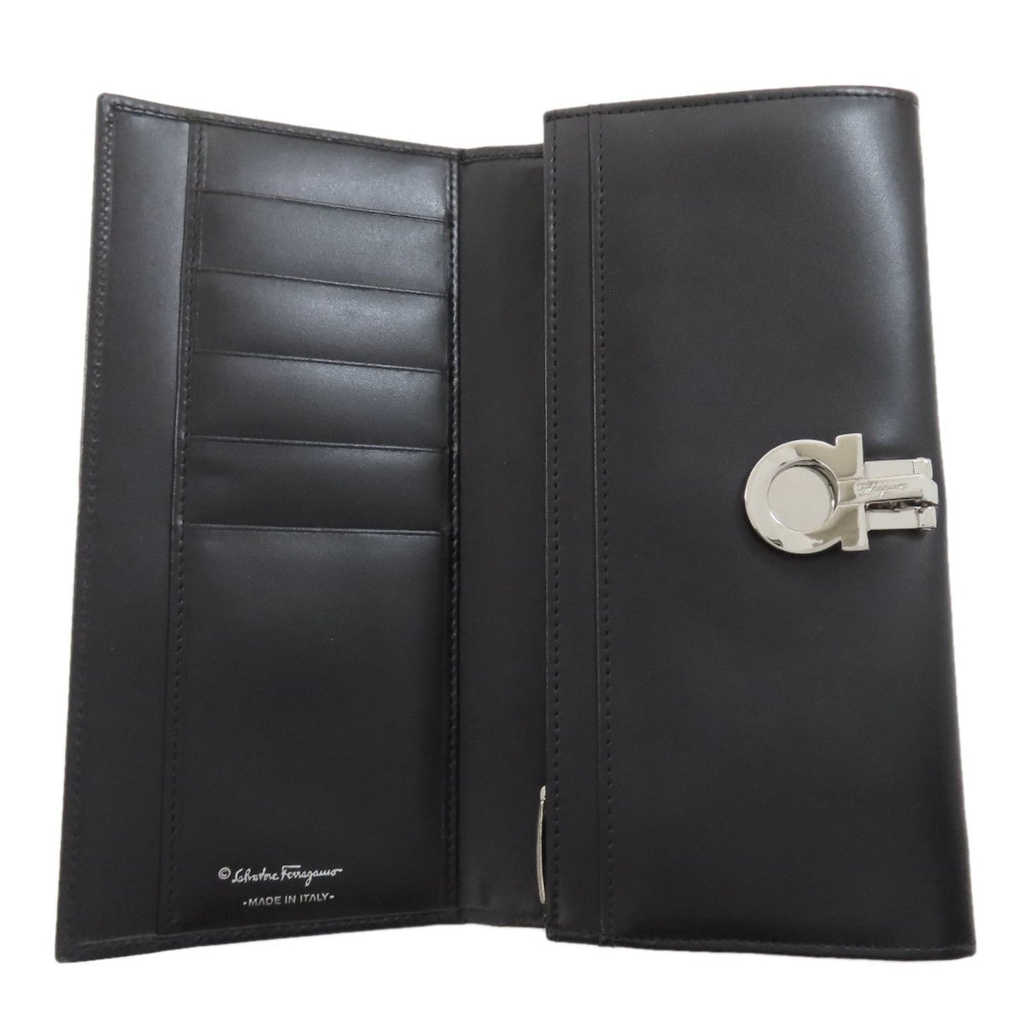 Salvatore Ferragamo Gancini Hardware Long Leather Wallet