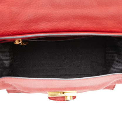 Prada 2-Way Handbag/Shoulder Bag Br5034 Red Leather