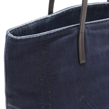Prada Mistolino Vitello Tote Bag Shoulder Denim Leather Indigo Black 1Bg347