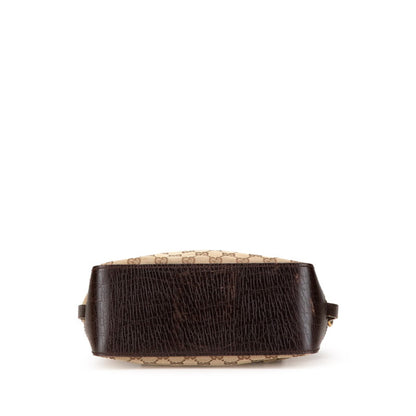 Gucci Gg Canvas Tote Bag Handbag 107757 Beige Brown Leather