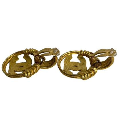Chanel 94P Engraved Coco Mark Metal Fittings Gp Earrings