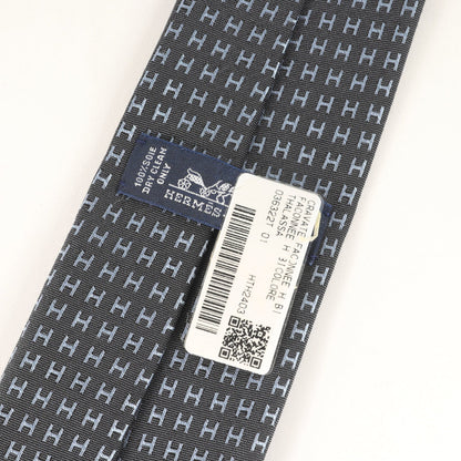 Hermes Men'S H Jacquard Silk Tie (Fasone 036322T) 24Aw Current Model With Thalassa Blue Belt