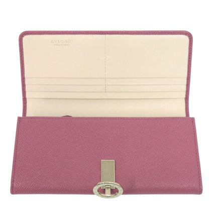 Like New Bvlgari Logo Clip Leather Pink Long Wallet 1274