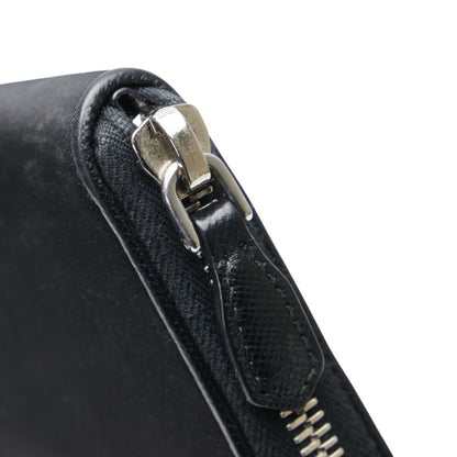 Prada Triangle Plate Long Wallet Black Nylon Leather