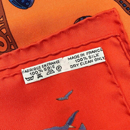 Hermes Hermes Carr 90 Scarf/Muffler Latlantide 100% Silk Orange