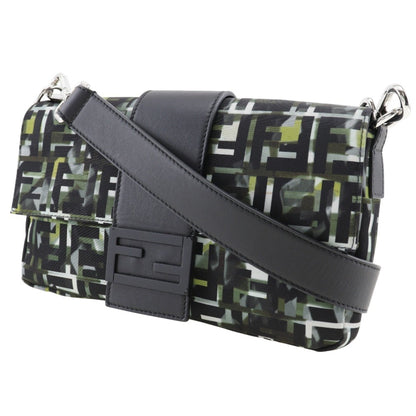 Fendi Mamma Bucket Shoulder Bag 3Way Body Clutch Zucca Camouflage Pattern 7V72 Nylon Black 3Way Type
