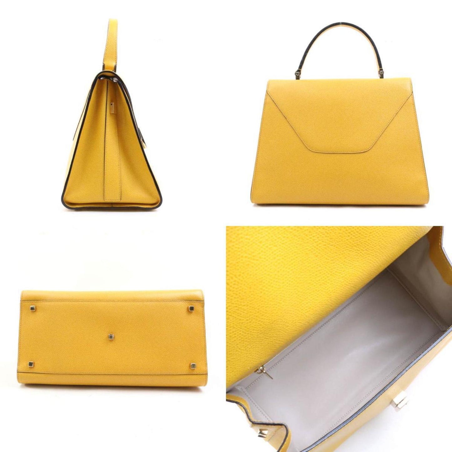 Valextra Iside Medium Handbag/Shoulder Bag In Yellow Leather