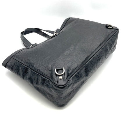 Gucci 293580 Abby Tote Bag Horsebit Pattern Black Leather