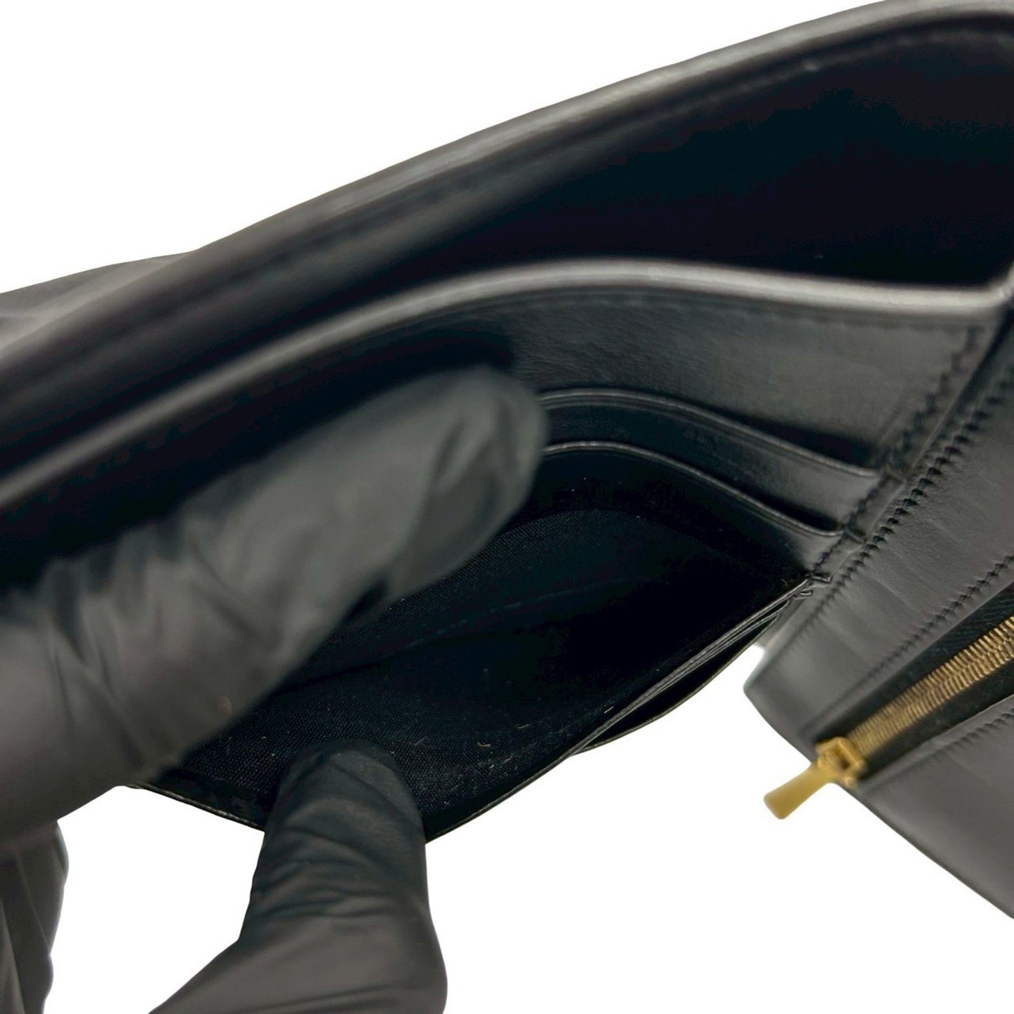 Celine Medium Strap Leather Compact Bifold Wallet With Coin Purse