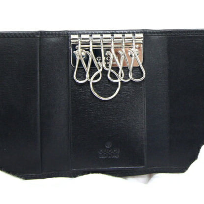 Gucci 6-Key Case Interlocking G 115225 Black Leather Key Ring