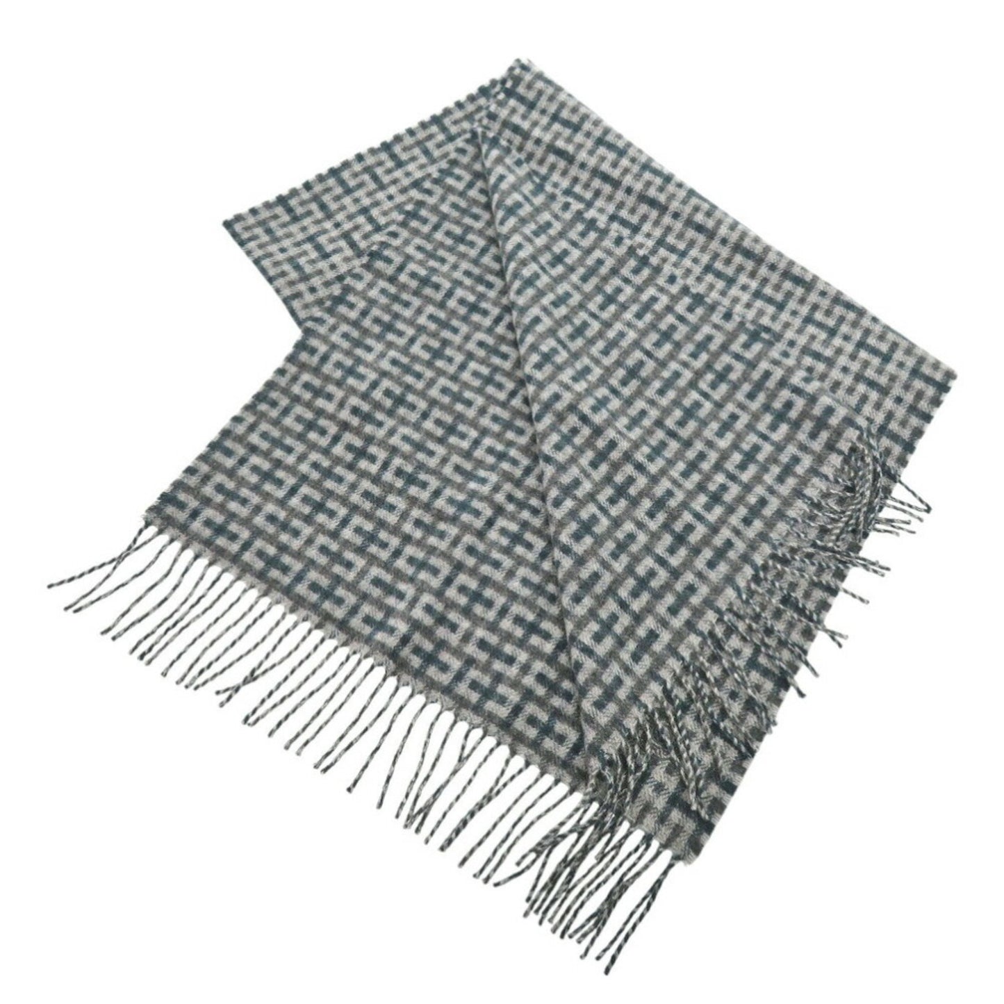 Hermes H Ecosse H394083T 06 Cashmere Green Grey Scarf 0846Hermes