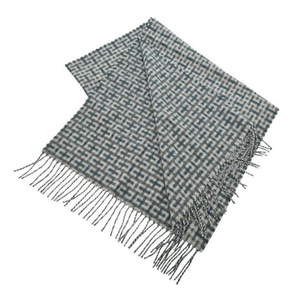 Hermes H Ecosse H394083T 06 Cashmere Green Grey Scarf 0846Hermes