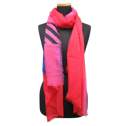Christian Dior Cashmere Stole/Scarf D-Flower Pop Large Floral Shawl Red Blue Pink