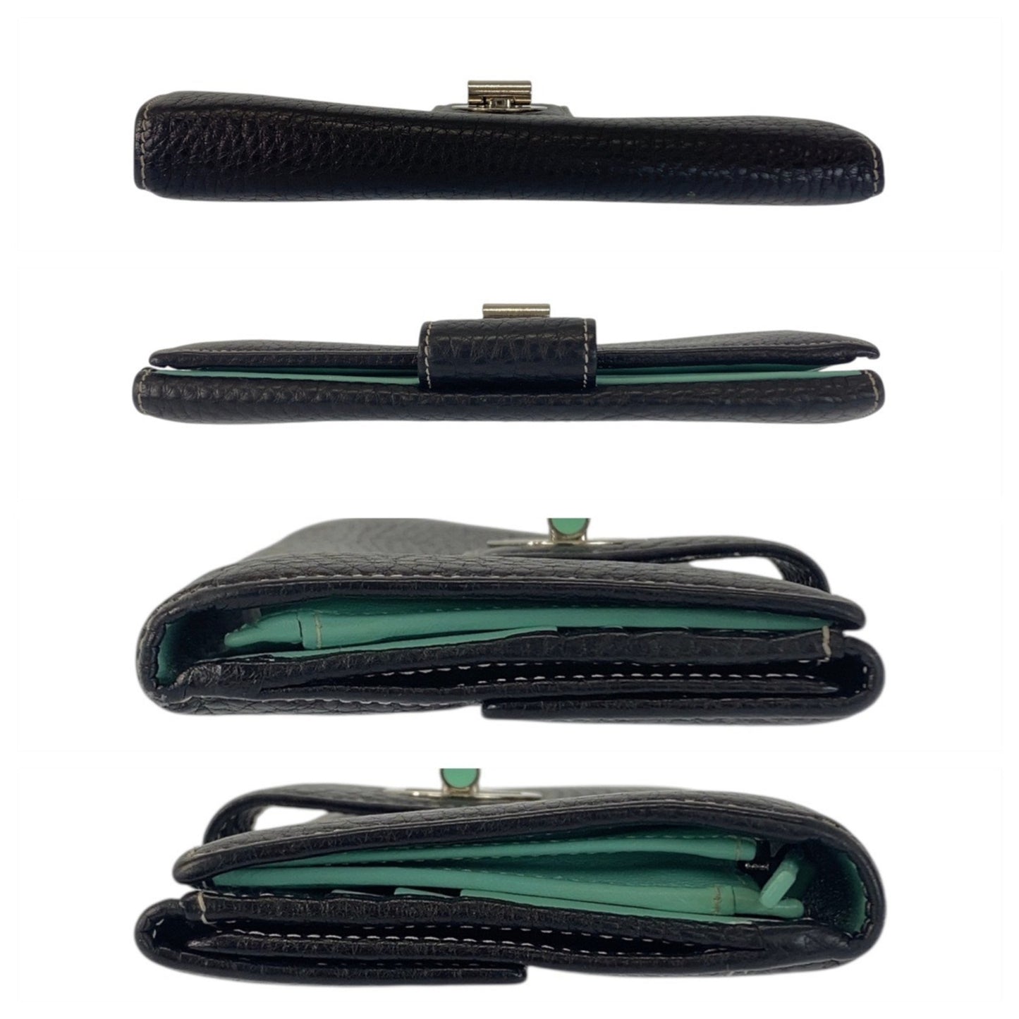 Tiffany & Co. Tiffany Black/Tiffany Blue Leather Long Wallet H30963G