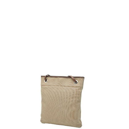 Prada Logo Jacquard Shoulder Bag Bt0551 Beige Brown Canvas Leather