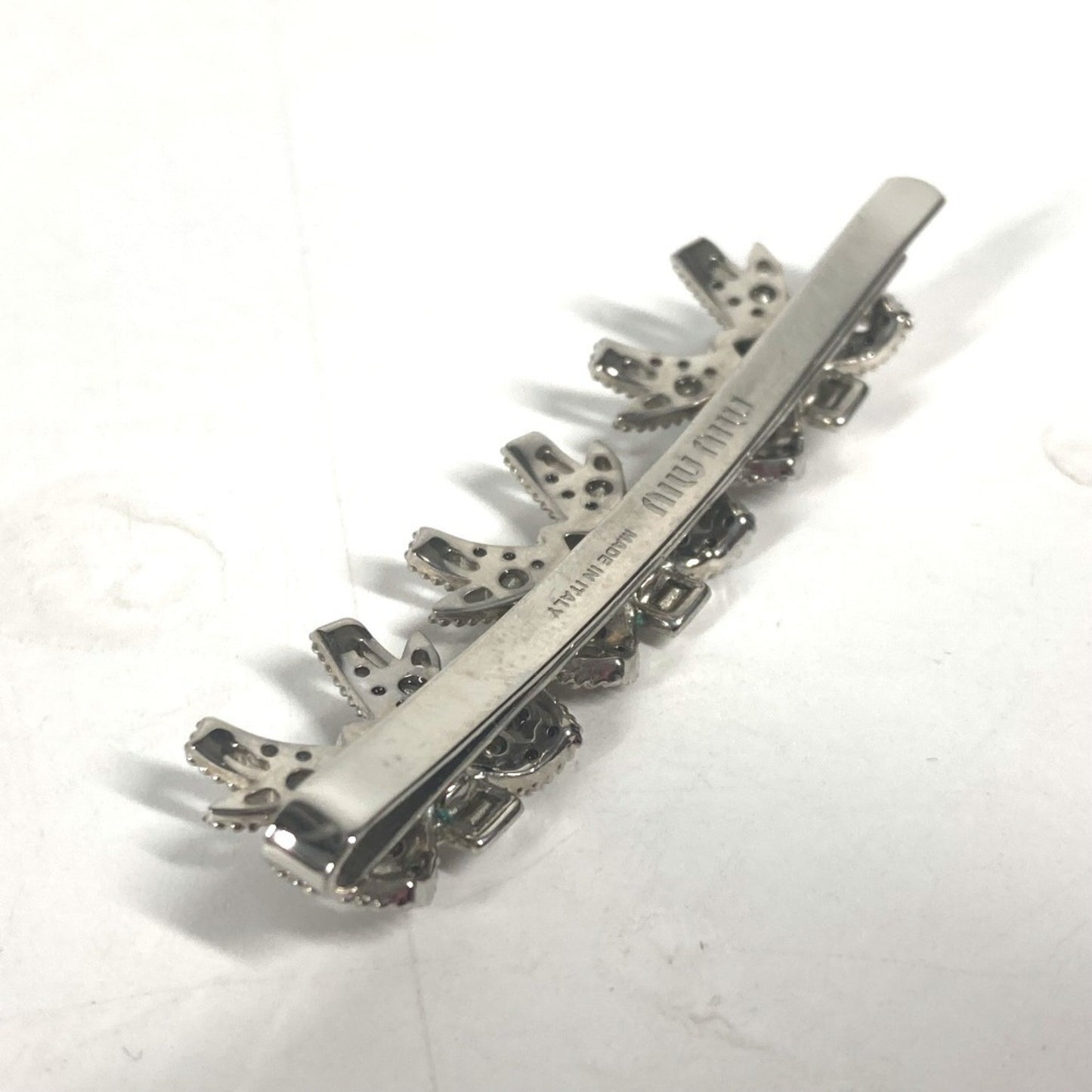 Miu Miu 5Jf031 Ribbon Rhinestone Hair Barrette Hairpin Metal