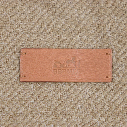 Authentic Hermes Men'S Large Camel Cashmere And Goatskin-Trimmed Blanket With Fringe