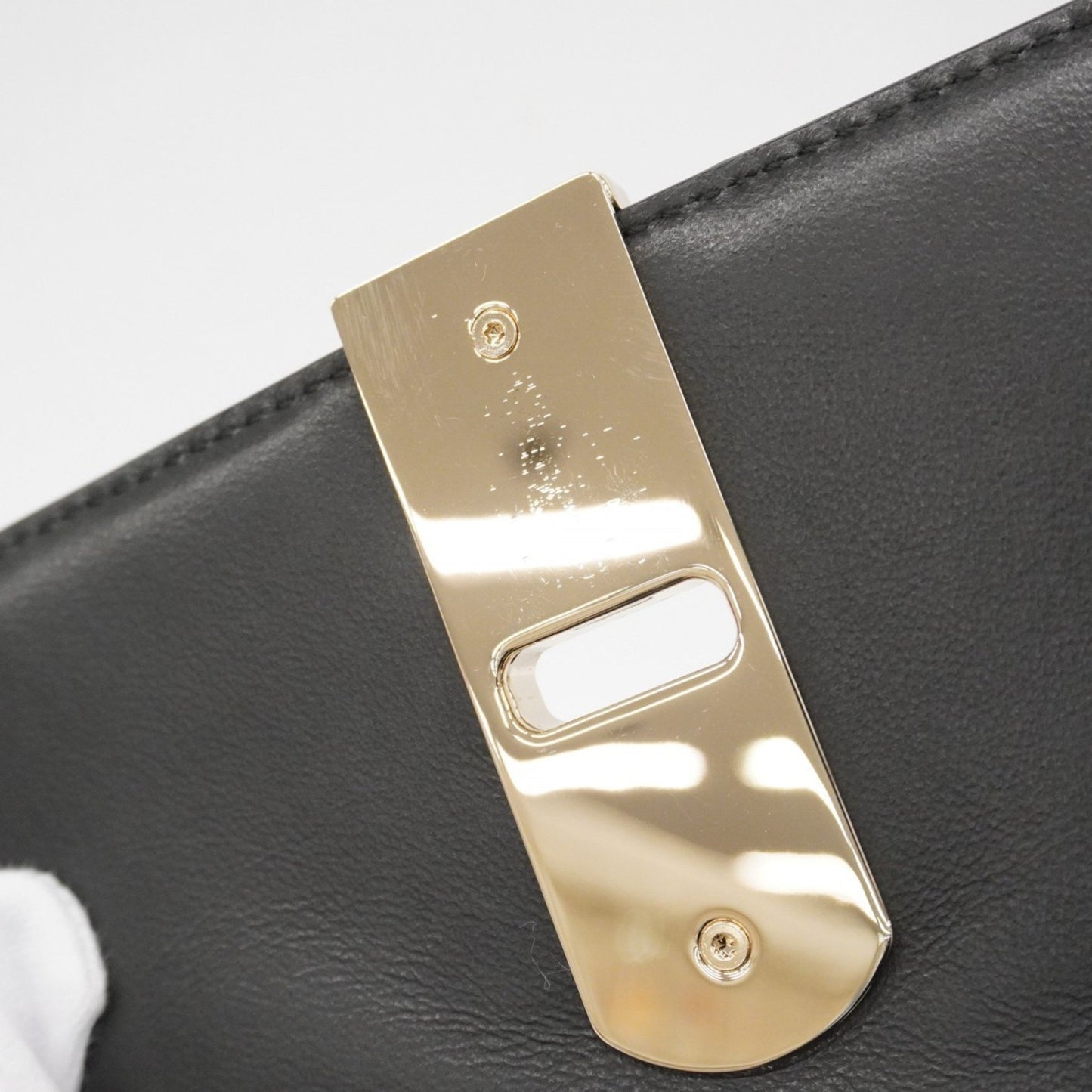 Salvatore Ferragamo Boxy Leather Handbag In Black And Champagne