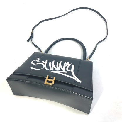 Balenciaga 592823 Hourglass Sunny Logo 2-Way Shoulder/Handbag Leather
