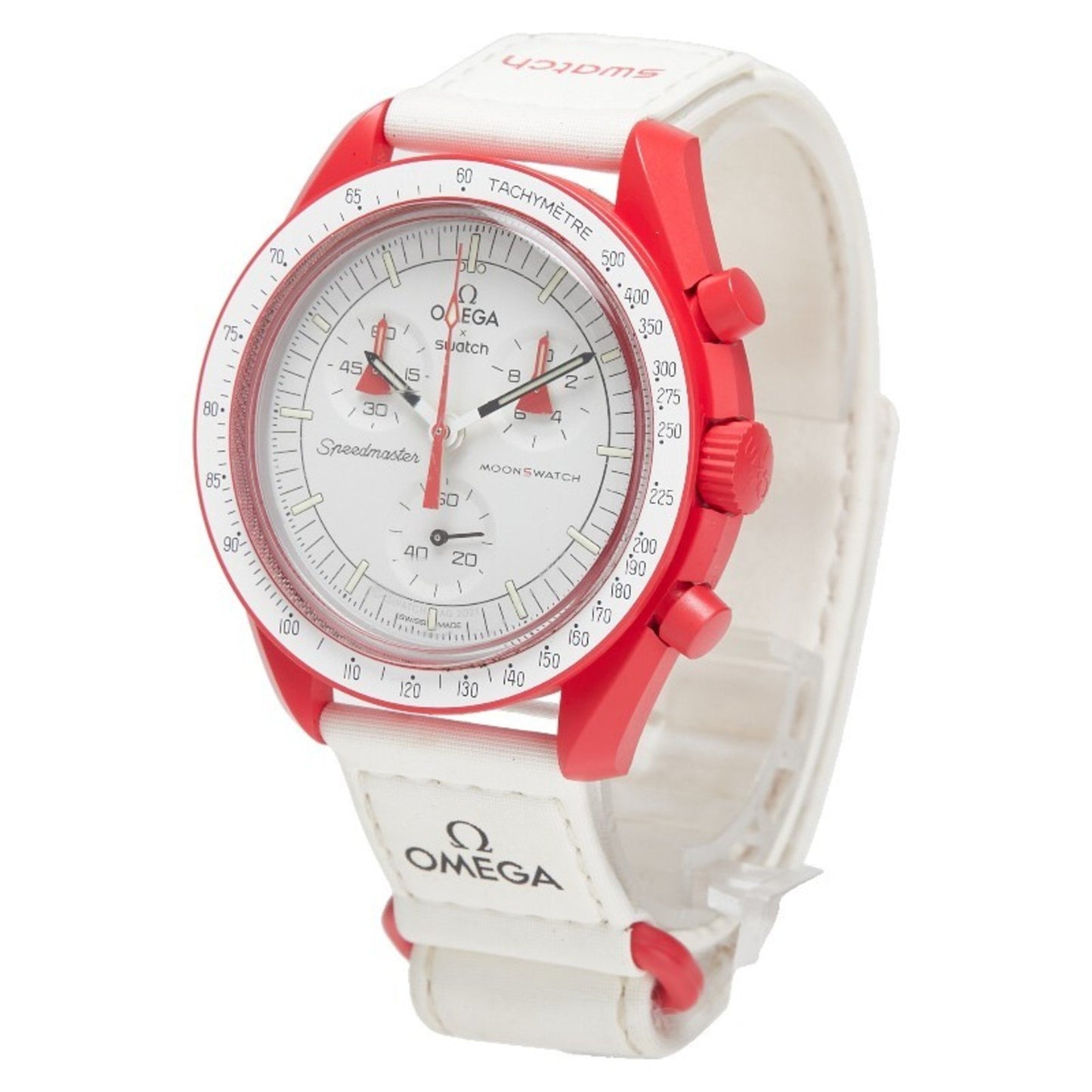 Omega X Swatch Moonswatch Mission To Mars Watch So33R100 Quartz White Dial Ceramic Nylon