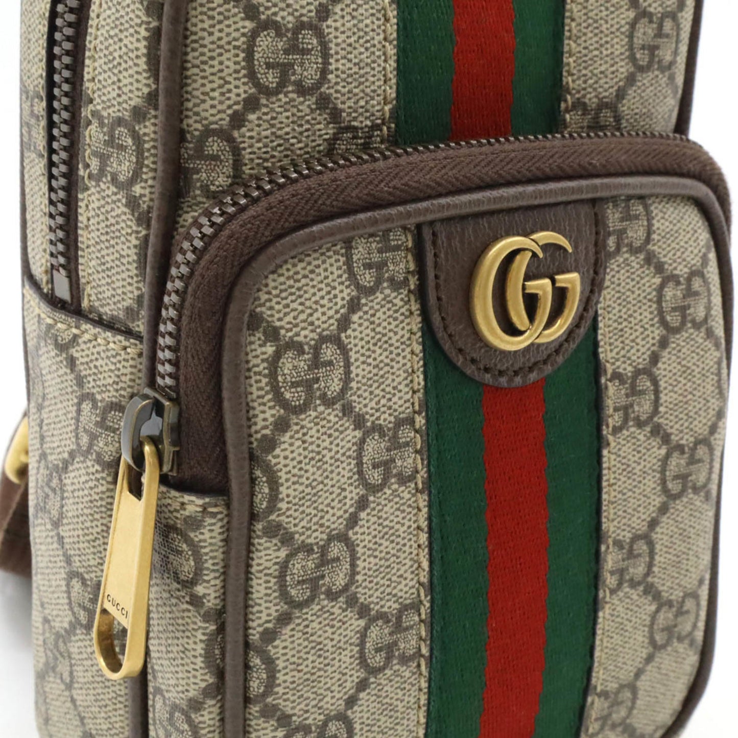 Gucci Ophidia Gg Supreme Body Bag Shoulder Sherry Line Pvc Beige Brown 752565