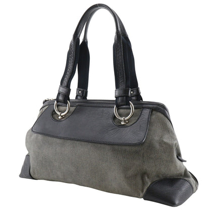 Bottega Veneta Tote Bag Canvas X Leather Gray/Black A5 Double