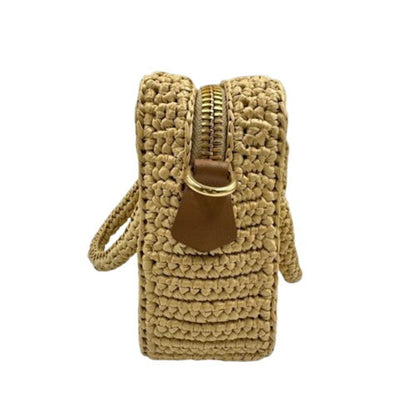 Miu Crochet Handbag 5Bb123 Beige