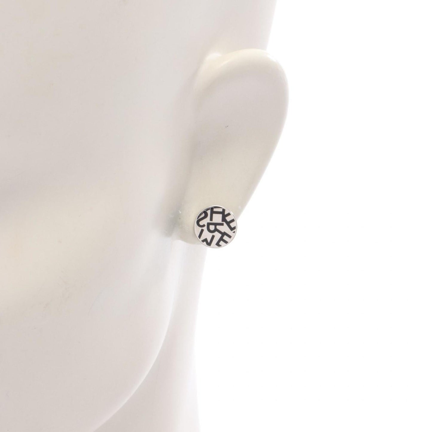 Herms Hermes Logo Round Earrings In Stainless Steel For Women