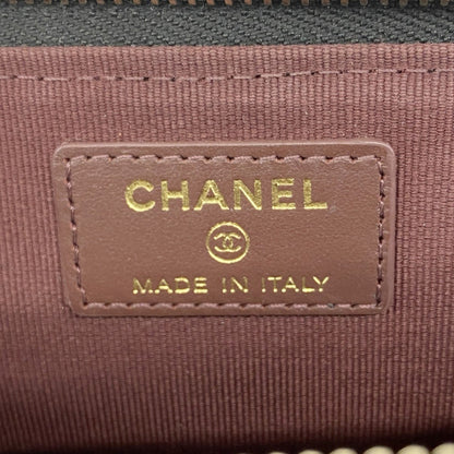 Chanel Wallet/Coin Case Matelasse Caviar Leather Black Champagne