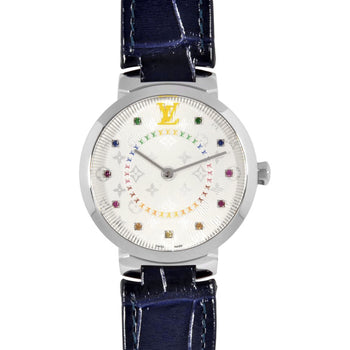 Louis Vuitton Louis Vuitton Qa159Z Tambour Mm Rainbow Watch Quartz Silver Dial Multicolor Ss