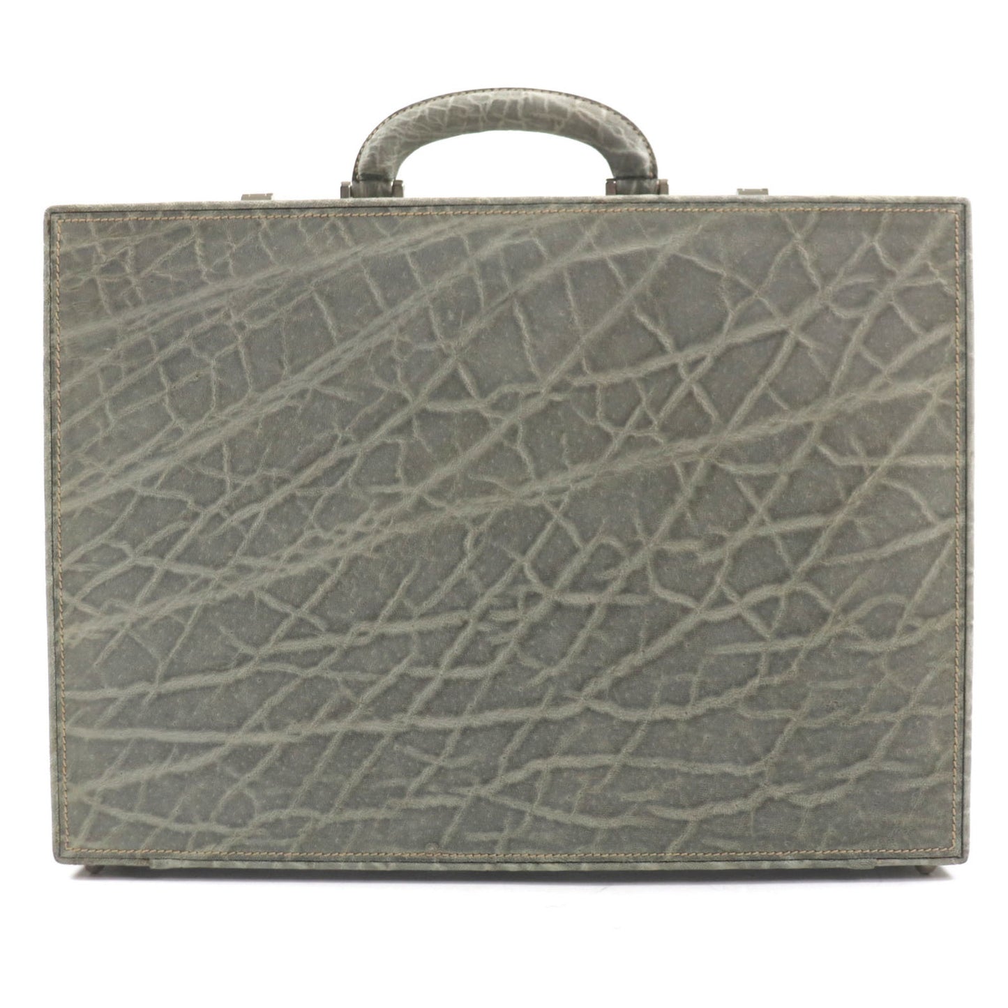 Valextra Vintage Rare Dial Lock Attache Case In Gray Elephant Leather With Dust Bag