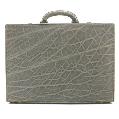 Valextra Vintage Rare Dial Lock Attache Case In Gray Elephant Leather With Dust Bag