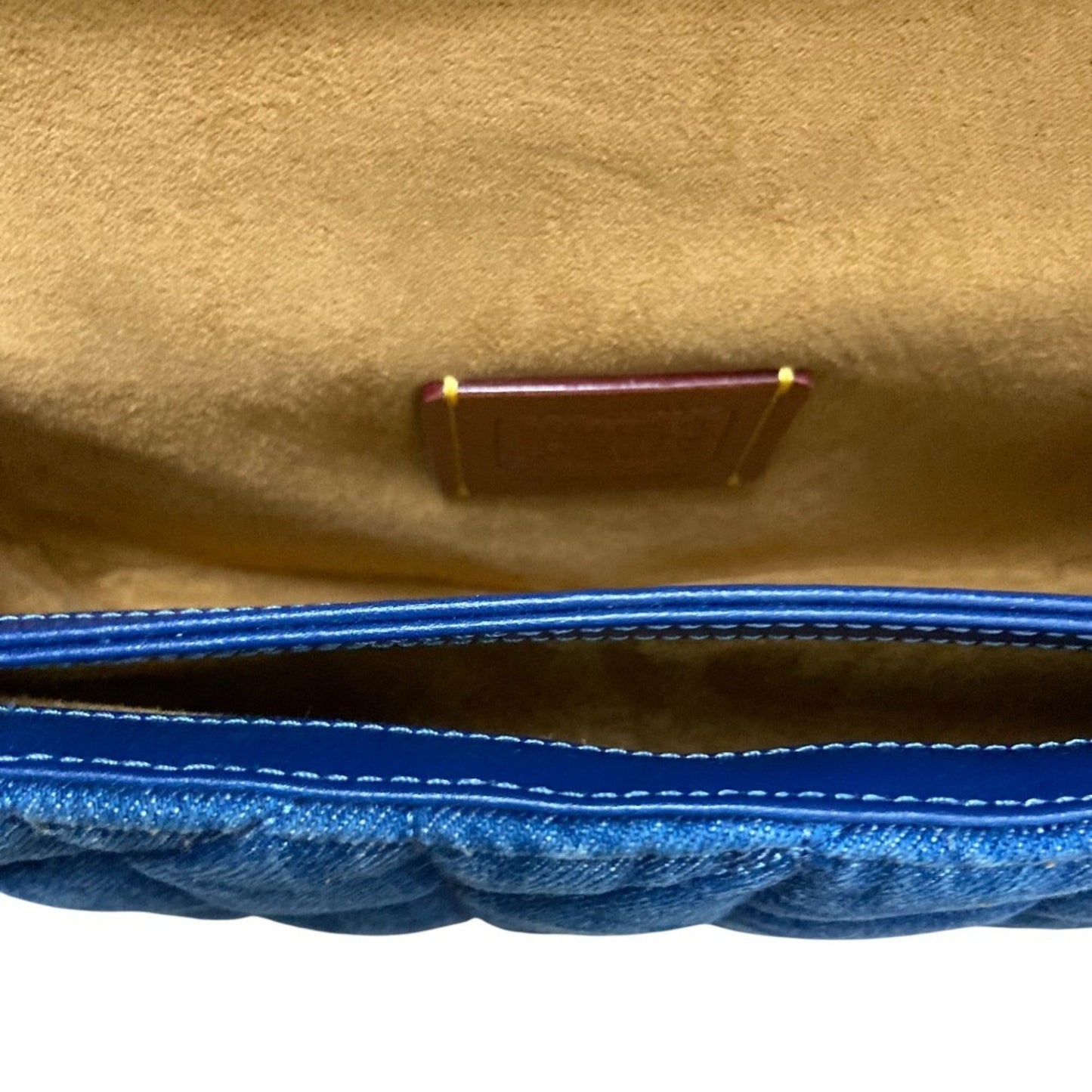 Coach Quilted Denim Chain Shoulder Bag Cak40 Blue