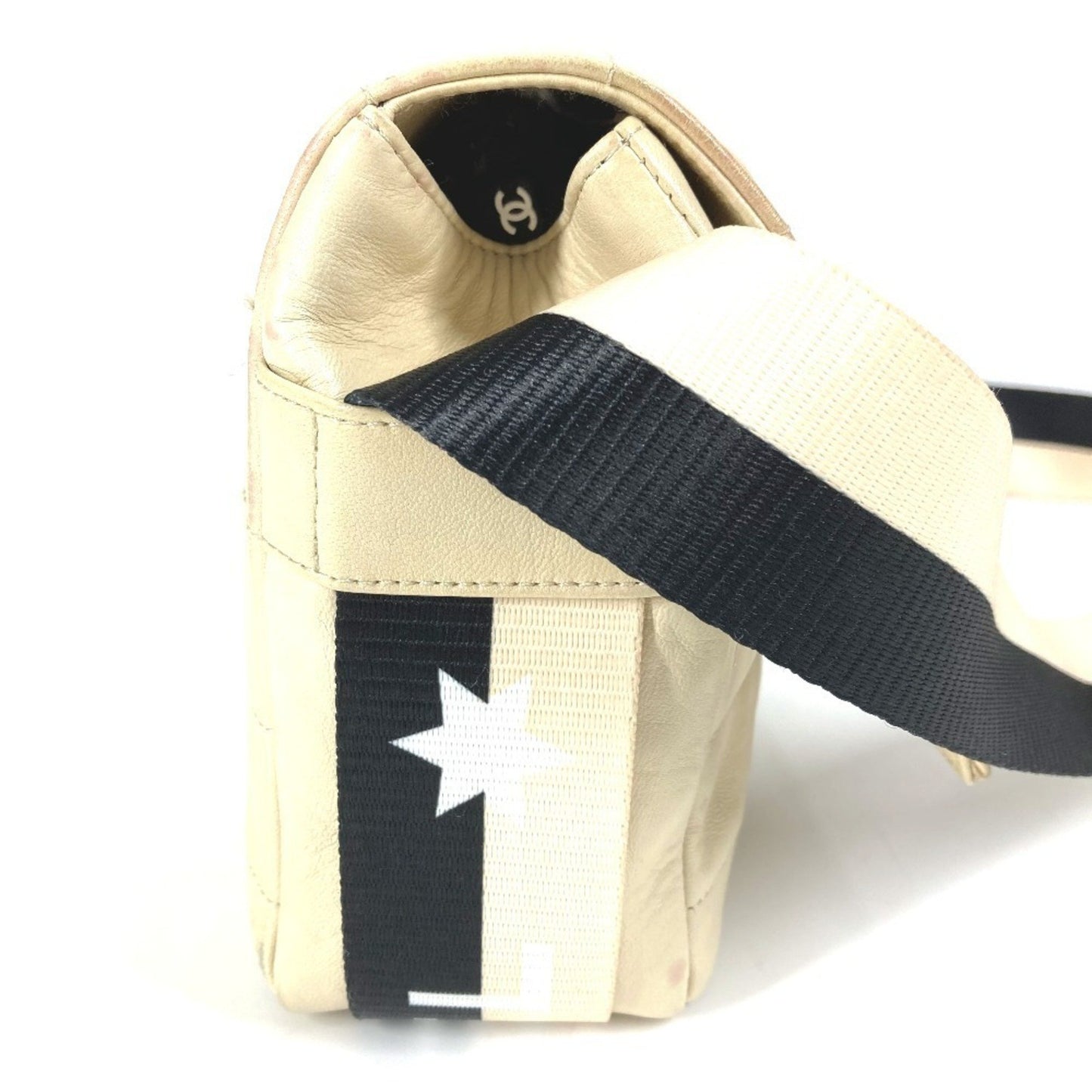 Chanel Cc Coco Mark Chocolate Bar Two-Tone Crossbody Flap Pochette Shoulder Bag In White Leather