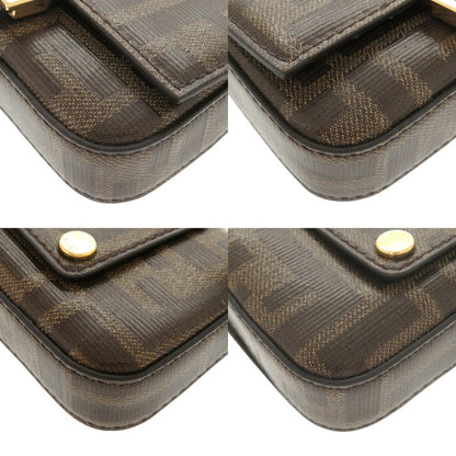 Like New Fendi Nano Baguette Charm 7Ar798 Pvc Brown Chain Shoulder Bag Pouch 0069Fendi