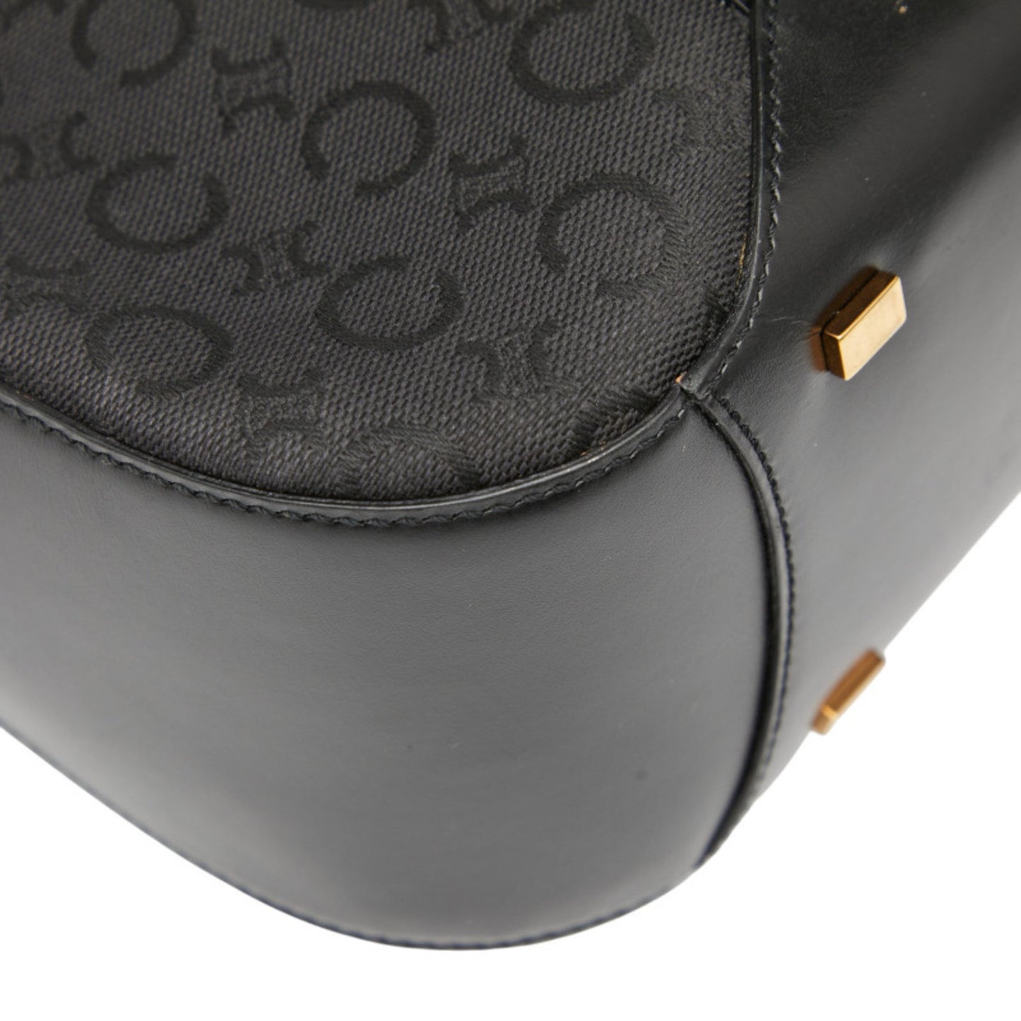 Celine C Macadam Handbag Tote Bag In Black Canvas