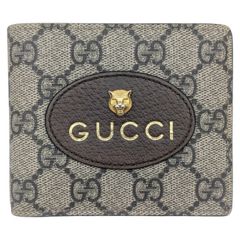 Gucci Bifold Wallet Gg Supreme Tiger Pattern In Beige