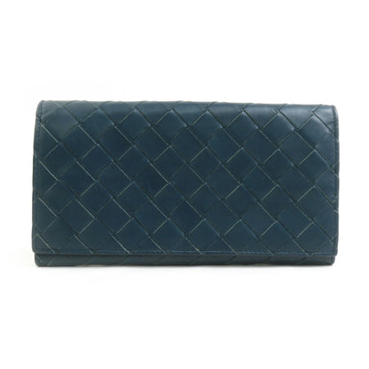 Bottega Veneta Long Wallet In Intrecciato Leather Blue-Green For Men And Women