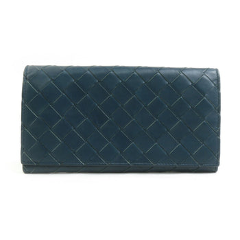 Bottega Veneta Long Wallet In Intrecciato Leather Blue-Green For Men And Women