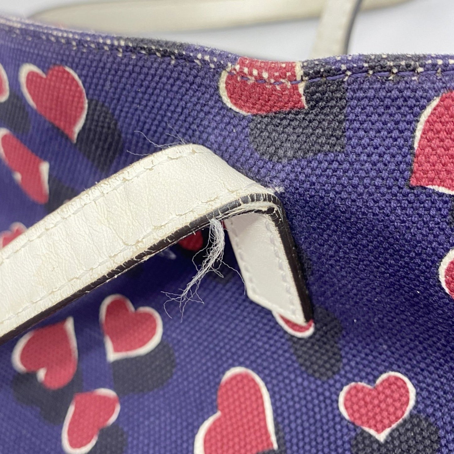 Gucci Heartbeat Tote Bag 282439 Canvas Navy Red White Champagne