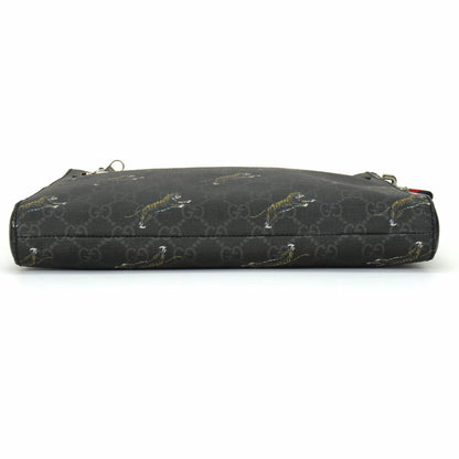 Gucci Shoulder Bag 474137 Gg Supreme Canvas Black Grey Tiger