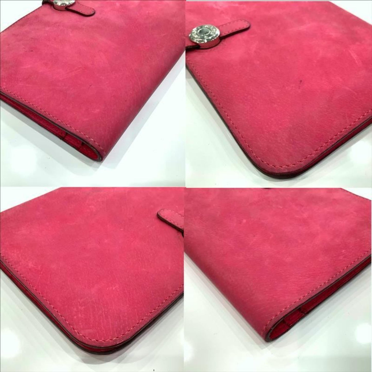 Herms Dogon Gm Rose Shocking Wallet (Missing Coin Purse)