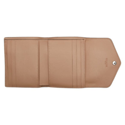 Coach Winn Small Trifold Wallet In Beige Leather