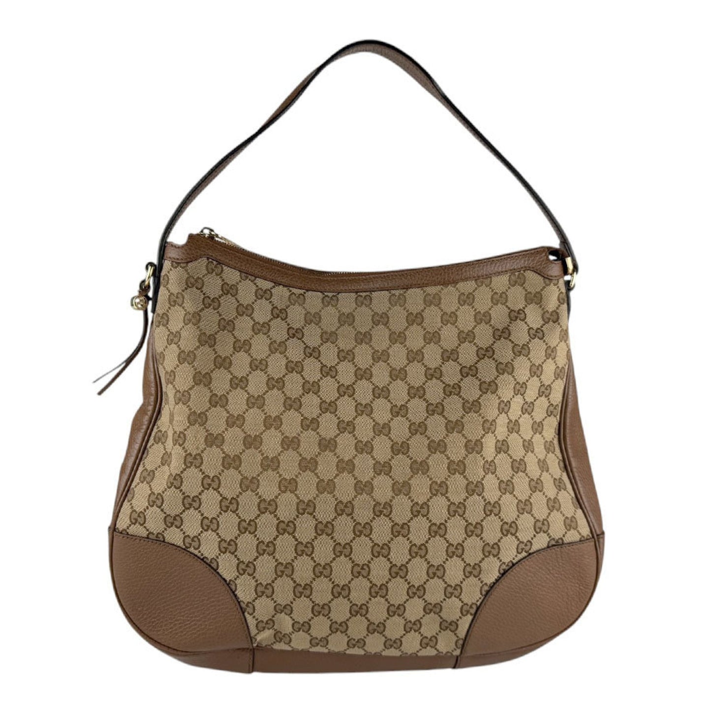 Gucci Gg Canvas Leather Shoulder Bag In Brown