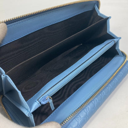 Gucci 449364 Micro Guccissima Round Zip Long Wallet Leather