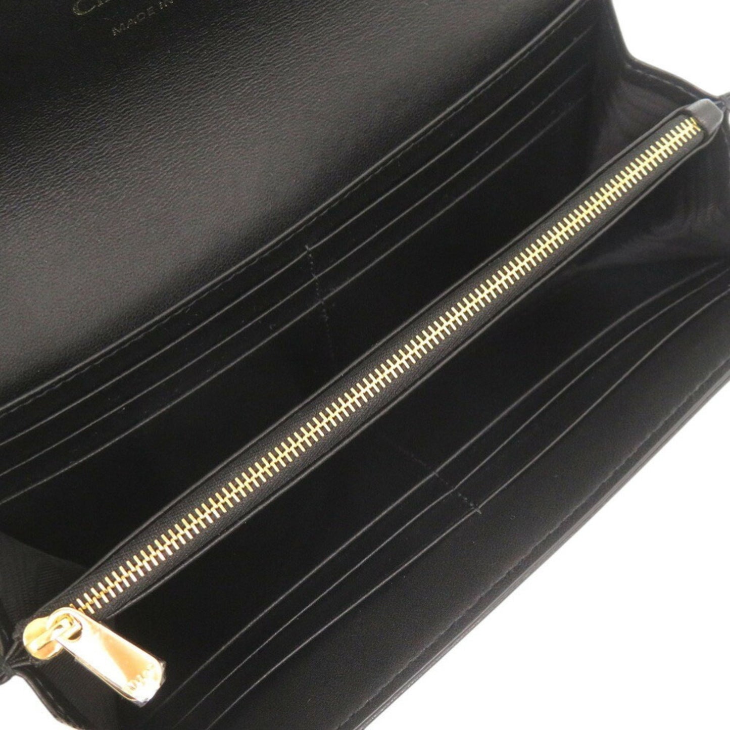Like New Christian Dior Caro Orchid Cannage Calfskin Black Long Wallet 0068